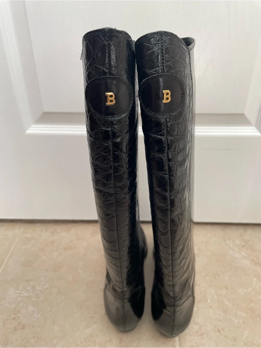 Vintage Bally Silvia 1 Black Leather Under-the-Knee Boots Ladies Size 8.5